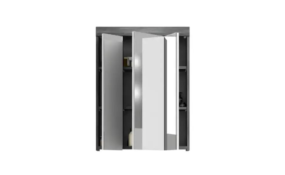 Badezimmerspiegelschrank SCHLOONSEE, Breite 60cm, 3 Spiegeltüren, 9 Fächer, 6 Einlegeböden in verschiedenen Farben erhältlich, Badmöbel, Spiegel, Badschrank, Bad Schloonsee