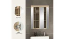 Badezimmerspiegelschrank SCHLOONSEE, Breite 60cm, 3 Spiegeltüren, 9 Fächer, 6 Einlegeböden in verschiedenen Farben erhältlich, Badmöbel, Spiegel, Badschrank, Bad Schloonsee