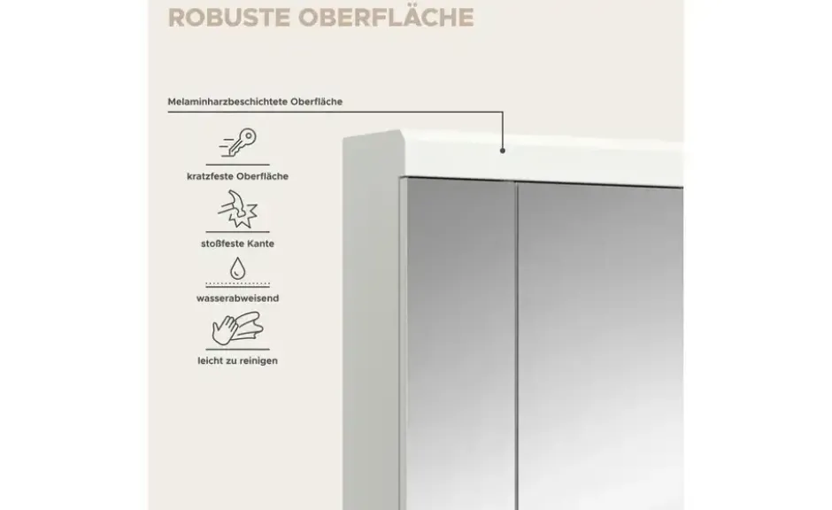 Badezimmerspiegelschrank SCHLOONSEE, Breite 60cm, 3 Spiegeltüren, 9 Fächer, 6 Einlegeböden in verschiedenen Farben erhältlich, Badmöbel, Spiegel, Badschrank, Bad Schloonsee