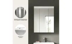 Badezimmerspiegelschrank SCHLOONSEE, Breite 60cm, 3 Spiegeltüren, 9 Fächer, 6 Einlegeböden in verschiedenen Farben erhältlich, Badmöbel, Spiegel, Badschrank, Bad Schloonsee