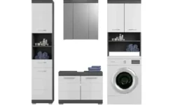 Badmöbel-Set SCHLOONSEE, 4 teilig, bestehend aus: Hochschrank, WBU, Spiegelschrank, Waschmaschinenumbauschrank Schloonsee