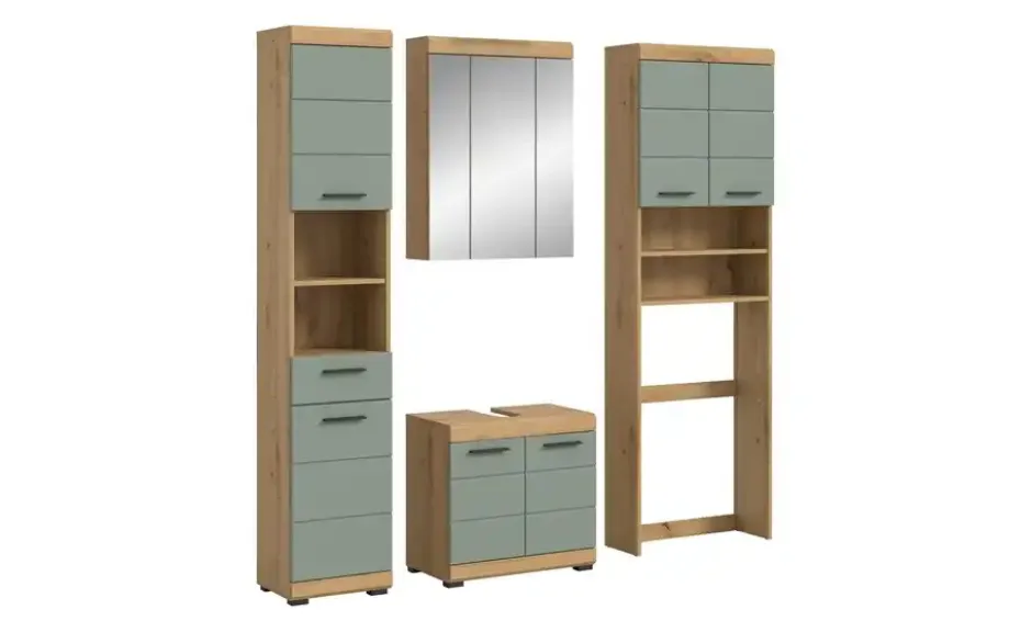 Badmöbel-Set SCHLOONSEE, 4 teilig, bestehend aus: Hochschrank, WBU, Spiegelschrank, Waschmaschinenumbauschrank Schloonsee