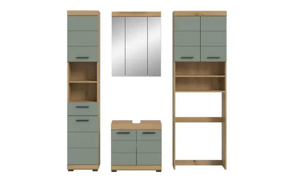 Badmöbel-Set SCHLOONSEE, 4 teilig, bestehend aus: Hochschrank, WBU, Spiegelschrank, Waschmaschinenumbauschrank Schloonsee