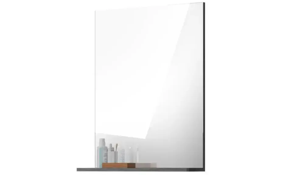 Badspiegel SCHLOONSEE, Breite 60cm, 1 Ablageboden, hochwertiges Spiegelglas in verschiedenen Farben erhältlich, Badmöbel, Spiegel, Badezimmer Schloonsee