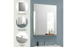 Badspiegel SCHLOONSEE, Breite 60cm, 1 Ablageboden, hochwertiges Spiegelglas in verschiedenen Farben erhältlich, Badmöbel, Spiegel, Badezimmer Schloonsee