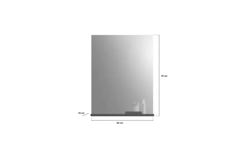 Badspiegel SCHLOONSEE, Breite 60cm, 1 Ablageboden, hochwertiges Spiegelglas in verschiedenen Farben erhältlich, Badmöbel, Spiegel, Badezimmer Schloonsee