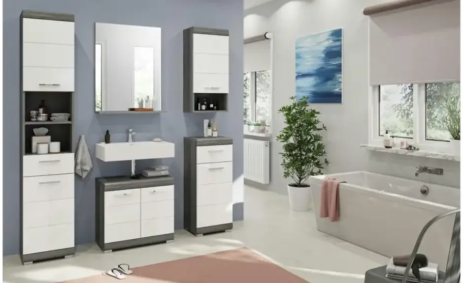 Badspiegel SCHLOONSEE, Breite 60cm, 1 Ablageboden, hochwertiges Spiegelglas in verschiedenen Farben erhältlich, Badmöbel, Spiegel, Badezimmer Schloonsee