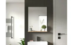 Badspiegel SCHLOONSEE, Breite 60cm, 1 Ablageboden, hochwertiges Spiegelglas in verschiedenen Farben erhältlich, Badmöbel, Spiegel, Badezimmer Schloonsee