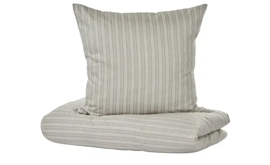 Como Green Satin Wende-Bettwäsche Calm Stripes
