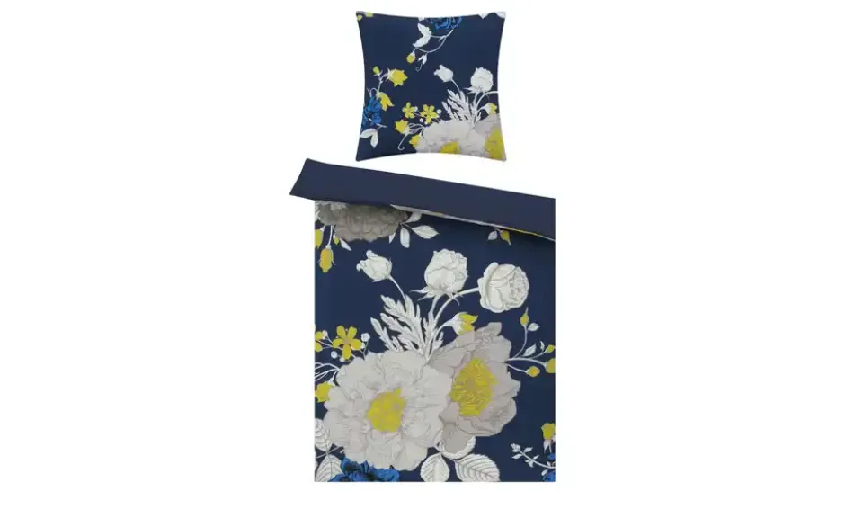 como Satin Wende-Wendebettwäsche Blue Rose