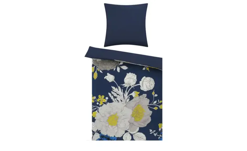 como Satin Wende-Wendebettwäsche Blue Rose