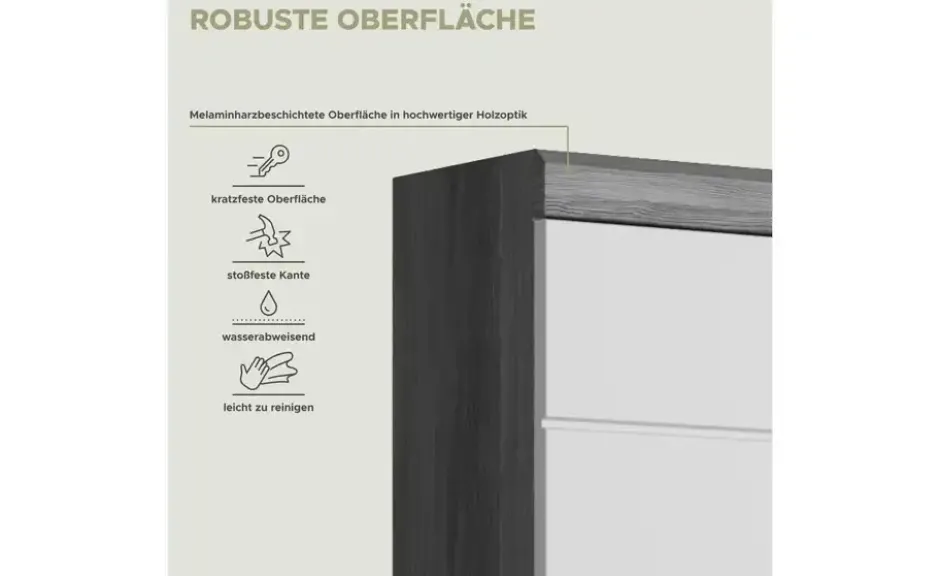 Hängeschrank SCHLOONSEE, Breite 74cm, 2 Türen, 1 offenes Fächer, MDF-Front in verschiedenen Farben erhältlich, Badmöbel, Badschrank, Schrank, Bad Schloonsee