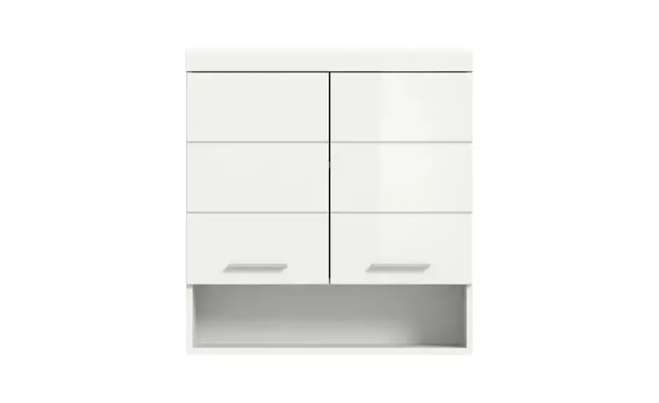 Hängeschrank SCHLOONSEE, Breite 74cm, 2 Türen, 1 offenes Fächer, MDF-Front in verschiedenen Farben erhältlich, Badmöbel, Badschrank, Schrank, Bad Schloonsee