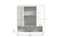 Hängeschrank SCHLOONSEE, Breite 74cm, 2 Türen, 1 offenes Fächer, MDF-Front in verschiedenen Farben erhältlich, Badmöbel, Badschrank, Schrank, Bad Schloonsee