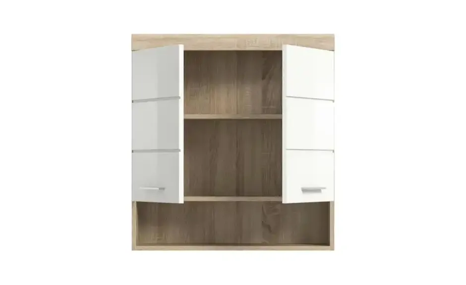Hängeschrank SCHLOONSEE, Breite 74cm, 2 Türen, 1 offenes Fächer, MDF-Front in verschiedenen Farben erhältlich, Badmöbel, Badschrank, Schrank, Bad Schloonsee