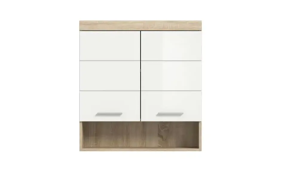 Hängeschrank SCHLOONSEE, Breite 74cm, 2 Türen, 1 offenes Fächer, MDF-Front in verschiedenen Farben erhältlich, Badmöbel, Badschrank, Schrank, Bad Schloonsee