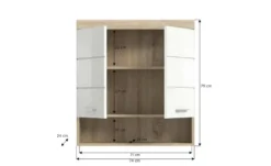 Hängeschrank SCHLOONSEE, Breite 74cm, 2 Türen, 1 offenes Fächer, MDF-Front in verschiedenen Farben erhältlich, Badmöbel, Badschrank, Schrank, Bad Schloonsee