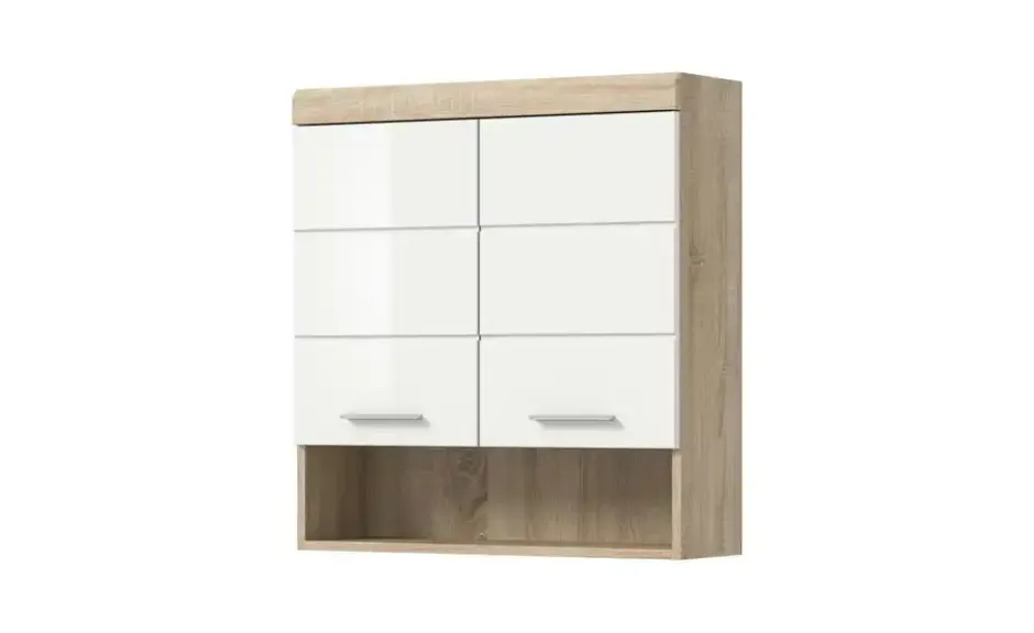 Hängeschrank SCHLOONSEE, Breite 74cm, 2 Türen, 1 offenes Fächer, MDF-Front in verschiedenen Farben erhältlich, Badmöbel, Badschrank, Schrank, Bad Schloonsee