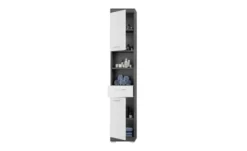 Hochschrank SCHLOONSEE, Breite 37cm, 2 Tür, 1 Schubkasten, 2 offene Fächer, MDF-Front in verschiedenen Farben erhältlich, Badmöbel, Badschrank, Schrank, Bad Schloonsee