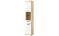 Hochschrank SCHLOONSEE, Breite 37cm, 2 Tür, 1 Schubkasten, 2 offene Fächer, MDF-Front in verschiedenen Farben erhältlich, Badmöbel, Badschrank, Schrank, Bad Schloonsee