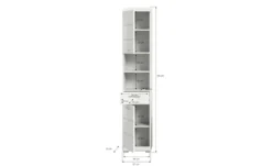 Hochschrank SCHLOONSEE, Breite 37cm, 2 Tür, 1 Schubkasten, 2 offene Fächer, MDF-Front in verschiedenen Farben erhältlich, Badmöbel, Badschrank, Schrank, Bad Schloonsee