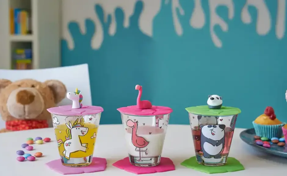 LEONARDO Kinder Trink - Set 9-tlg. Flamingo /Einhorn / Panda Bambini