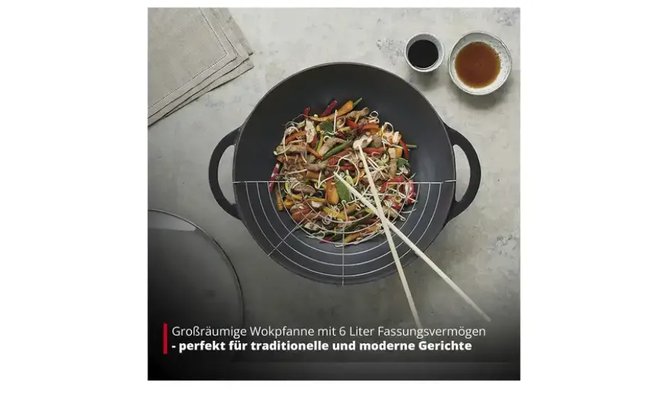 Meisterkoch Gusseisen-Wok mit Deckel OPUS