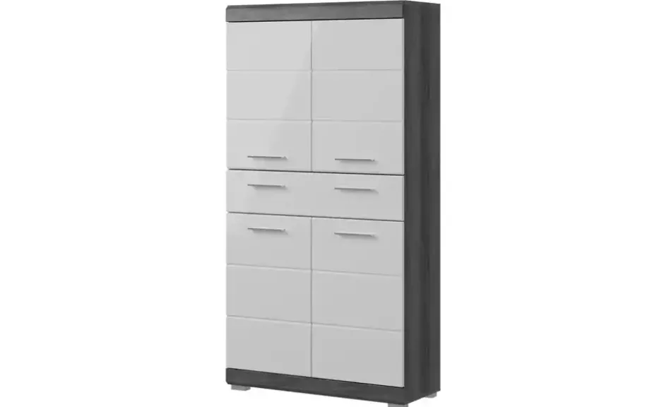 Midischrank SCHLOONSEE, Breite 74cm, 4 Türen, 1 Schubkasten, 4 Fächer, MDF-Front in verschiedenen Farben erhältlich, Badmöbel, Badschrank, Schrank, Bad Schloonsee