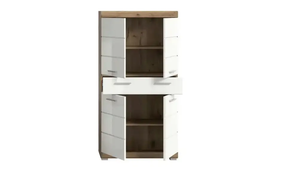 Midischrank SCHLOONSEE, Breite 74cm, 4 Türen, 1 Schubkasten, 4 Fächer, MDF-Front in verschiedenen Farben erhältlich, Badmöbel, Badschrank, Schrank, Bad Schloonsee