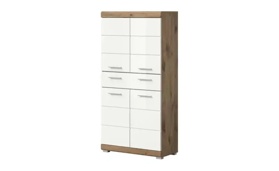 Midischrank SCHLOONSEE, Breite 74cm, 4 Türen, 1 Schubkasten, 4 Fächer, MDF-Front in verschiedenen Farben erhältlich, Badmöbel, Badschrank, Schrank, Bad Schloonsee