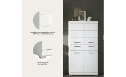 Midischrank SCHLOONSEE, Breite 74cm, 4 Türen, 1 Schubkasten, 4 Fächer, MDF-Front in verschiedenen Farben erhältlich, Badmöbel, Badschrank, Schrank, Bad Schloonsee