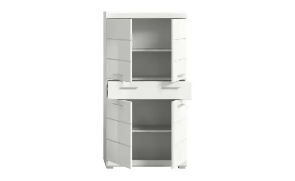 Midischrank SCHLOONSEE, Breite 74cm, 4 Türen, 1 Schubkasten, 4 Fächer, MDF-Front in verschiedenen Farben erhältlich, Badmöbel, Badschrank, Schrank, Bad Schloonsee
