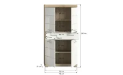 Midischrank SCHLOONSEE, Breite 74cm, 4 Türen, 1 Schubkasten, 4 Fächer, MDF-Front in verschiedenen Farben erhältlich, Badmöbel, Badschrank, Schrank, Bad Schloonsee