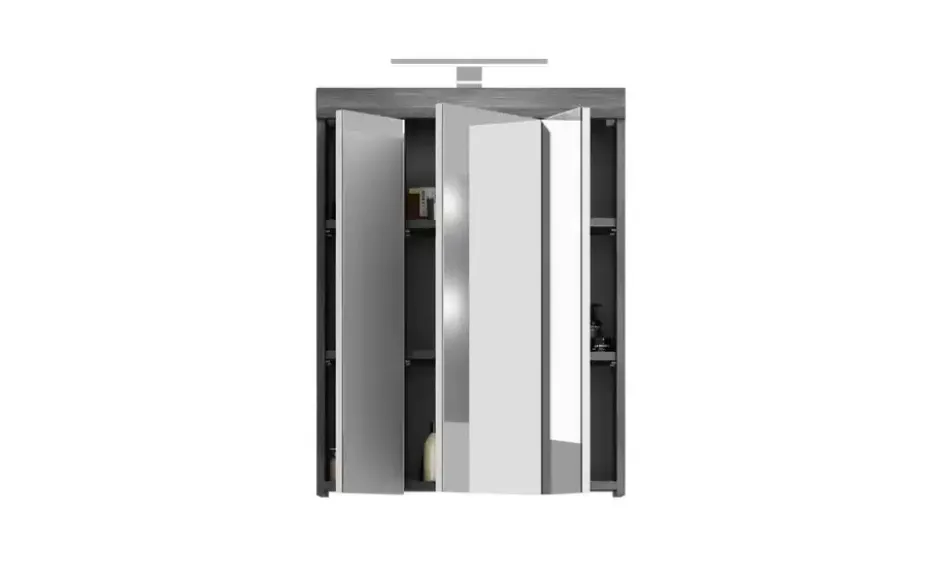 Spiegelschrank SCHLOONSEE, Breite 60cm, inkl. Beleuchtung, 3 Spiegeltüren, 9 Fächer in verschiedenen Farben erhältlich, Badmöbel, Spiegel, Badschrank, Bad Schloonsee