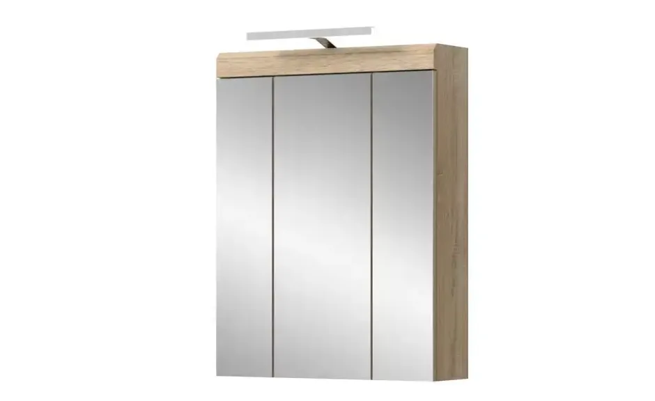 Spiegelschrank SCHLOONSEE, Breite 60cm, inkl. Beleuchtung, 3 Spiegeltüren, 9 Fächer in verschiedenen Farben erhältlich, Badmöbel, Spiegel, Badschrank, Bad Schloonsee