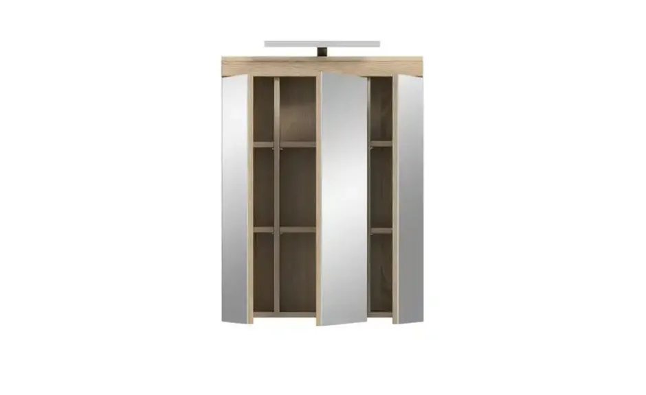 Spiegelschrank SCHLOONSEE, Breite 60cm, inkl. Beleuchtung, 3 Spiegeltüren, 9 Fächer in verschiedenen Farben erhältlich, Badmöbel, Spiegel, Badschrank, Bad Schloonsee