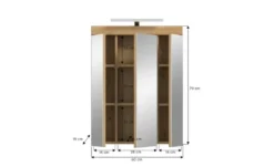 Spiegelschrank SCHLOONSEE, Breite 60cm, inkl. Beleuchtung, 3 Spiegeltüren, 9 Fächer in verschiedenen Farben erhältlich, Badmöbel, Spiegel, Badschrank, Bad Schloonsee