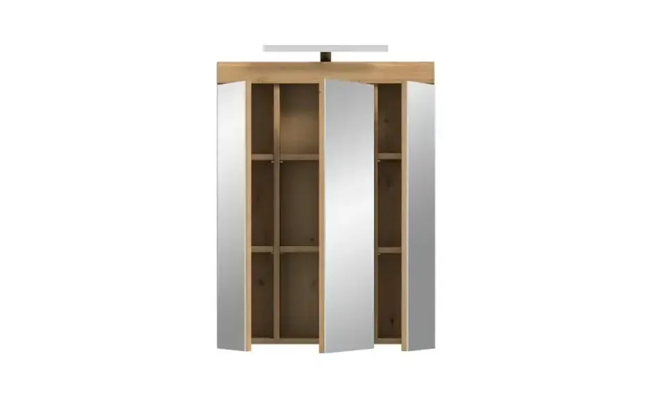 Spiegelschrank SCHLOONSEE, Breite 60cm, inkl. Beleuchtung, 3 Spiegeltüren, 9 Fächer in verschiedenen Farben erhältlich, Badmöbel, Spiegel, Badschrank, Bad Schloonsee