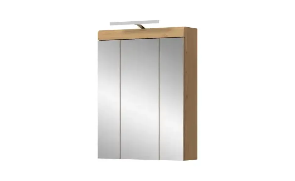 Spiegelschrank SCHLOONSEE, Breite 60cm, inkl. Beleuchtung, 3 Spiegeltüren, 9 Fächer in verschiedenen Farben erhältlich, Badmöbel, Spiegel, Badschrank, Bad Schloonsee