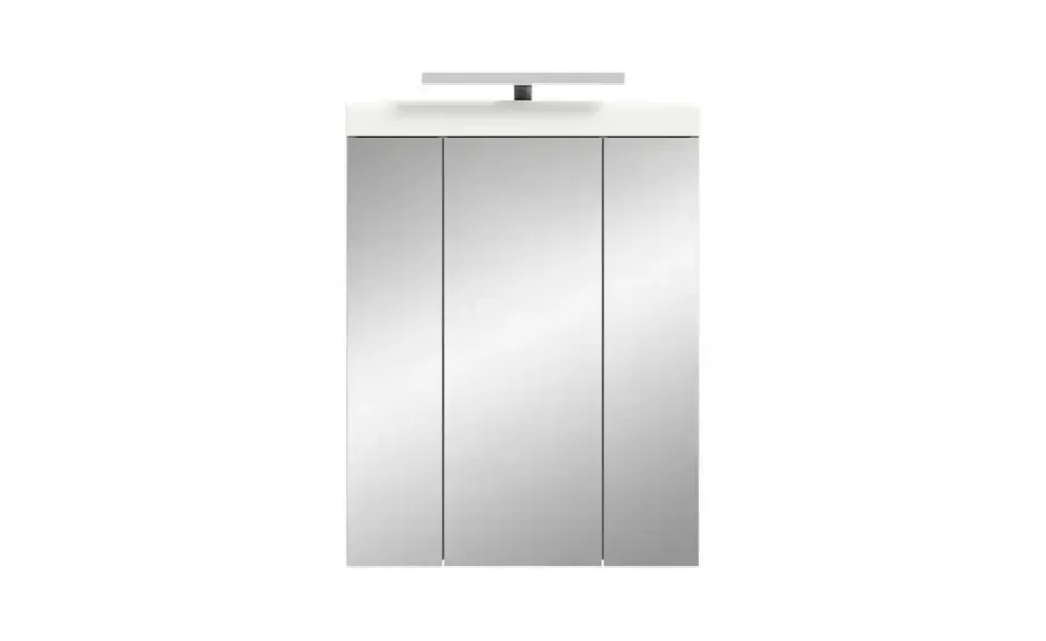 Spiegelschrank SCHLOONSEE, Breite 60cm, inkl. Beleuchtung, 3 Spiegeltüren, 9 Fächer in verschiedenen Farben erhältlich, Badmöbel, Spiegel, Badschrank, Bad Schloonsee