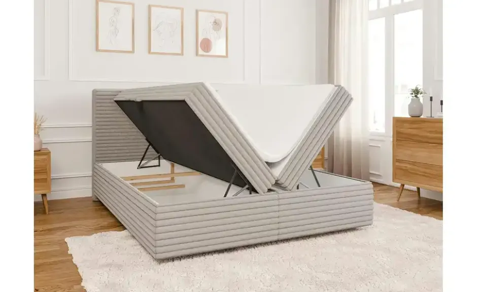 S-STYLE Boxbett .css-bauhey::before{content:'- ';}.css-bauhey::after{content:'- ';}Cord, mit Stauraum und Topper, H3 Neo
