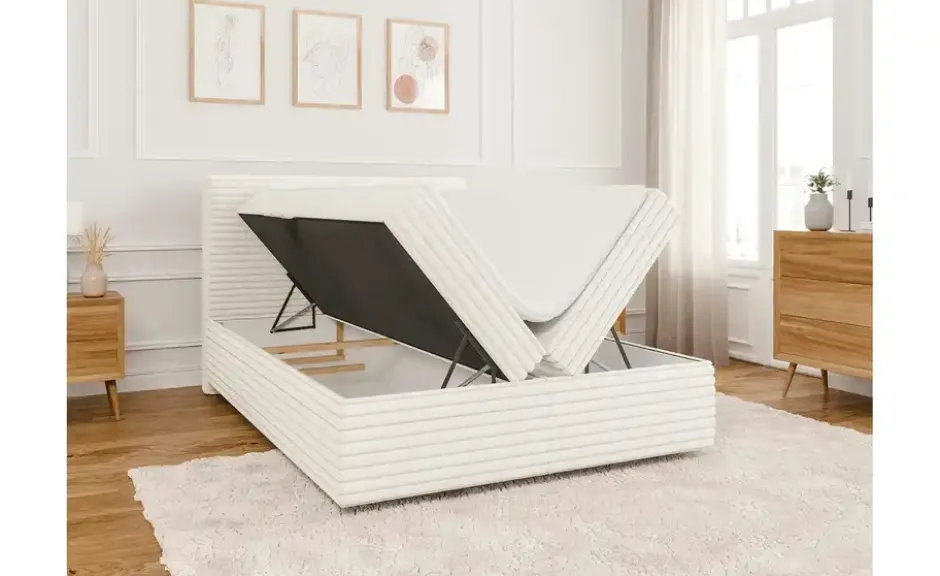 S-STYLE Boxbett .css-bauhey::before{content:'- ';}.css-bauhey::after{content:'- ';}Cord, mit Stauraum und Topper, H3 Neo