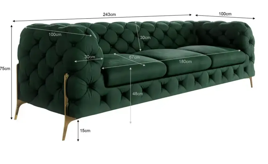 S-STYLE Chesterfield Einzelsofa Natalie
