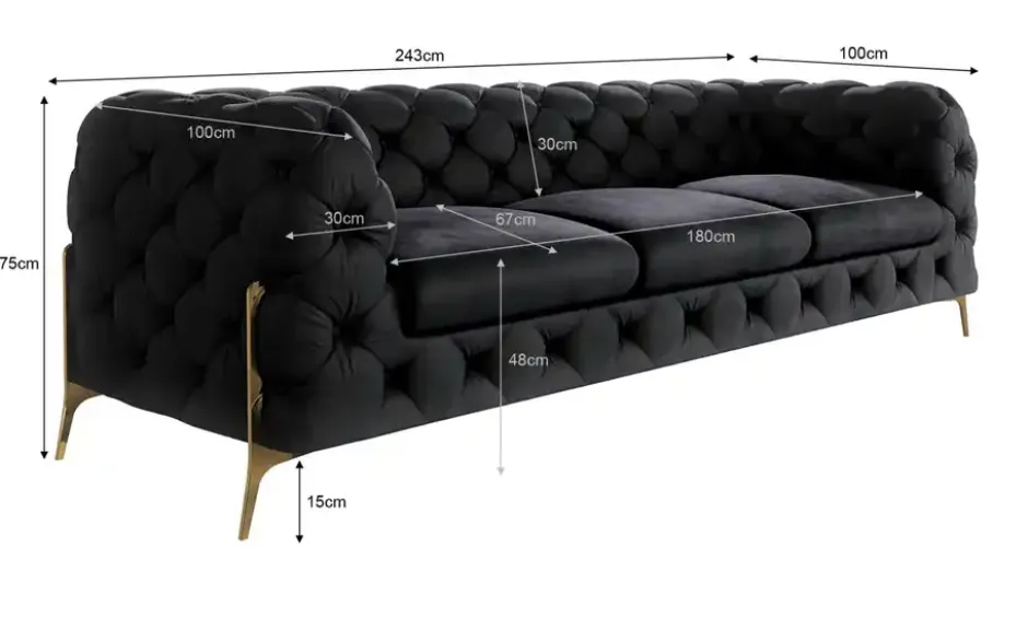 S-STYLE Chesterfield Einzelsofa Natalie