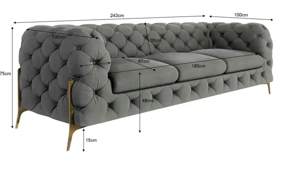 S-STYLE Chesterfield Einzelsofa Natalie
