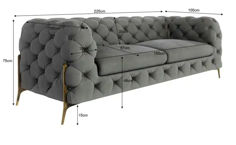 S-STYLE Chesterfield Einzelsofa Natalie