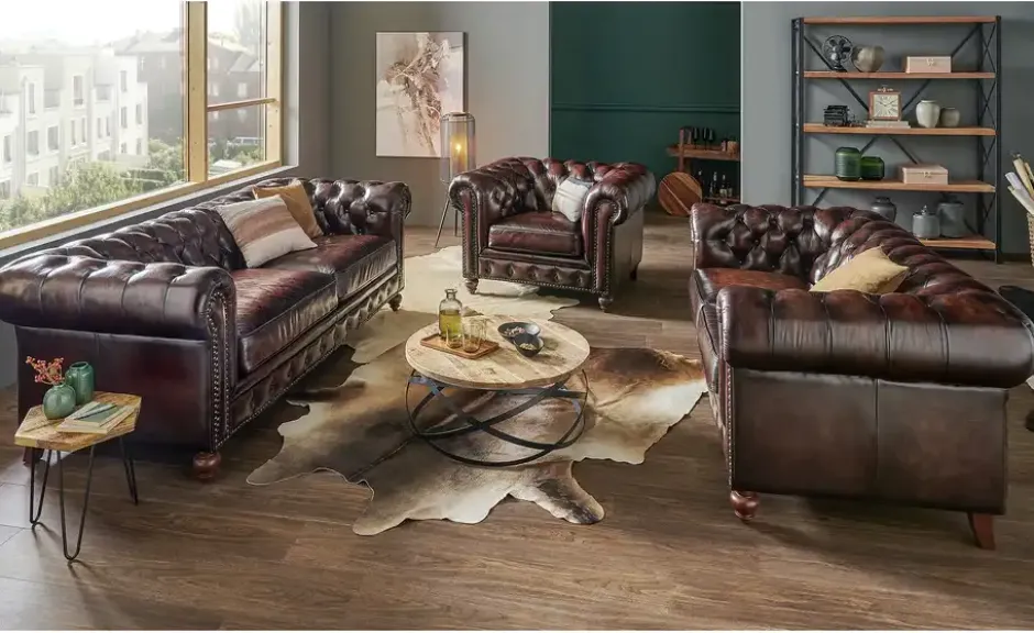 uno Ledersessel Chesterfield