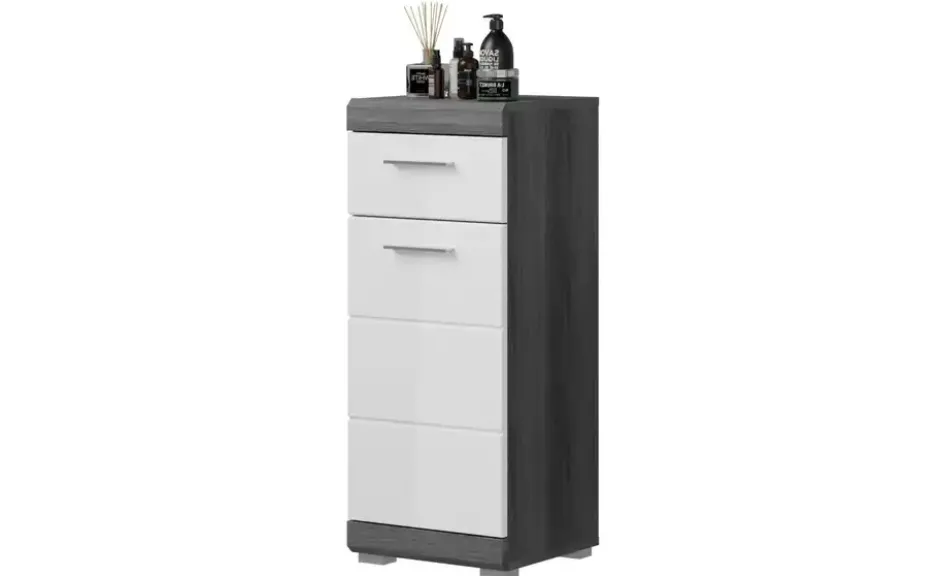 Unterschrank SCHLOONSEE, Breite 37cm, 1 Tür, 1 Schubkasten, 2 Fächer, MDF-Front in verschiedenen Farben erhältlich, Badmöbel, Badschrank, Kommode, Bad Schloonsee