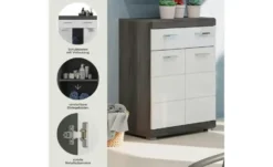 Unterschrank SCHLOONSEE, Breite 74cm, 2 Tür, 1 Schubkasten, 2 Fächer, MDF-Front in verschiedenen Farben erhältlich, Badmöbel, Badschrank, Kommode, Bad Schloonsee
