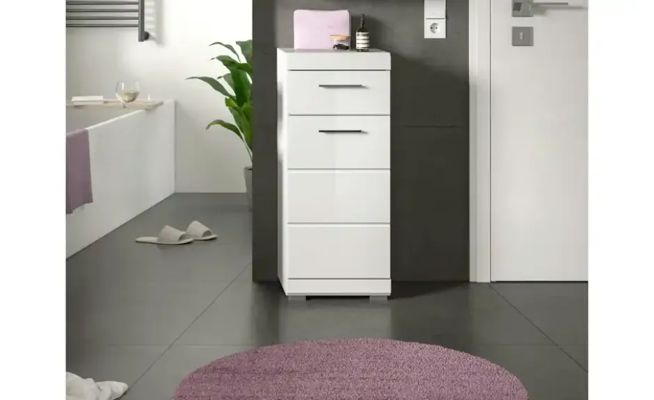 Unterschrank SCHLOONSEE, Breite 37cm, 1 Tür, 1 Schubkasten, 2 Fächer, MDF-Front in verschiedenen Farben erhältlich, Badmöbel, Badschrank, Kommode, Bad Schloonsee
